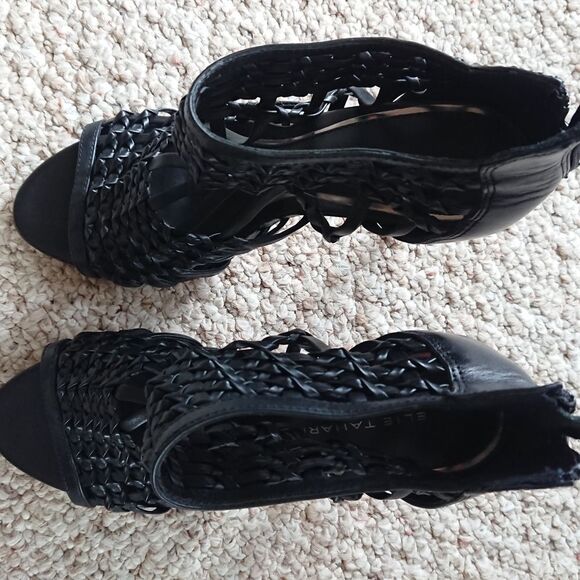 Elie Tahari black Woven leather heels size 37.5 - Picture 2 of 15